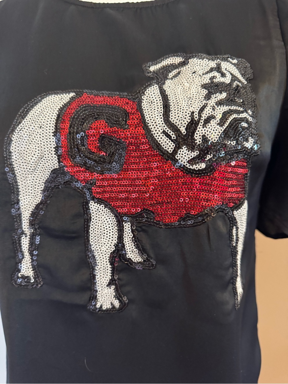 Stewart Simmons women’s sequin UGA top Medium NWT ($78 Retail) - Picture 2 of 9